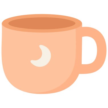 Beyaz arkaplanda izole edilmiş ay sembollü çay fincanı