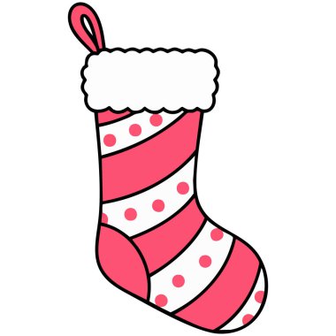 Beyaz arkaplan üzerine kış çorap simgesi yarı renk biçim vektör illüstrasyonu