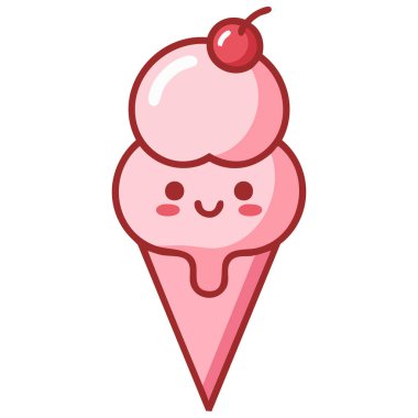 Beyaz zemin üzerinde nefis pembe dondurmalar beyaz zemin üzerinde izole vektör illüstrasyonu