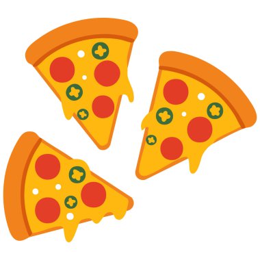 Lezzetli pizza basit illüstrasyon klibi beyaz arka planda izole edilmiş vektör illüstrasyonu