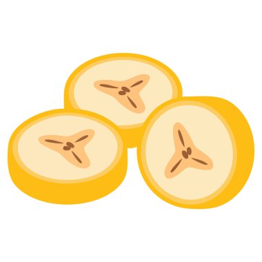 Çeşitli muz dilimleri farklı açıları ve parçaları kabuk tasarım ikonu vektörü ile gösterir