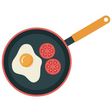 Beyaz arkaplanda izole edilmiş vektör resimlemesi pişirmek için tava vektör simgesi kızartılıyor