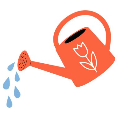 bahçe aracı metal sulandırma beyaz arka planda izole olabilir tarımsal uygulama düz vektör illüstrasyon