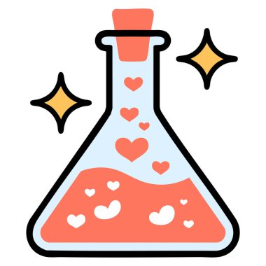 Aşk iksiri sihirli ikon vektör çizimi beyaz arkaplanda izole