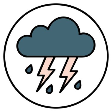 Yağmur Ormanı ikon vektör illüstrasyonundaki fırtına beyaz arkaplanda izole edildi