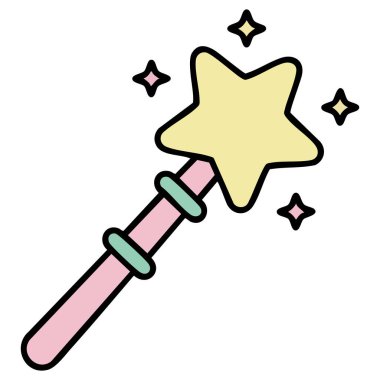 Peri masalı sihirli değnek ikonu vektör çizimi beyaz arkaplanda izole