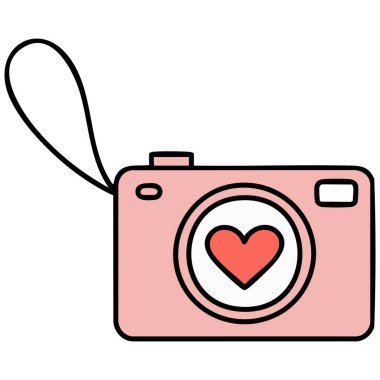 düğün fotoğrafçısı kamera simgesi vektör illüstrasyonu beyaz arkaplanda izole edildi