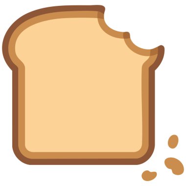 Isırılmış ekmek parçası beyaz arkaplanda izole edilmiş vektör çizimi kırıntıları