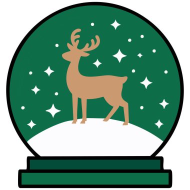 Cam kar küresi hediyelik eşyası Noel ağacı şirin kış süsleme vektörü düz çizgi film tarzı