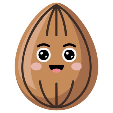 Beyaz arkaplanda izole edilmiş komik çizgi film karakteri kawaii fındık vektör besin çizimi