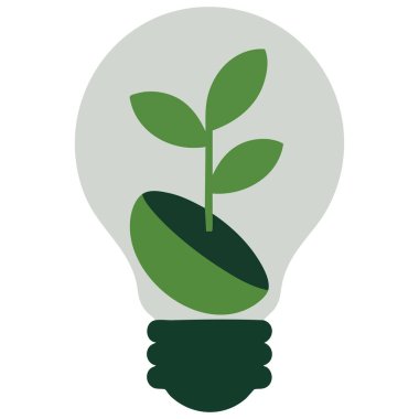 Enerji tasarrufu fikirleri ampuller düz tasarım ikon vektör çizimi beyaz arkaplanda izole