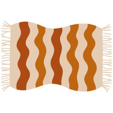 Plaj havlusu. Nane dalgası çizgi film düz tasarımı. Yaz tatilinde izole edilmiş vektör çizimi için.