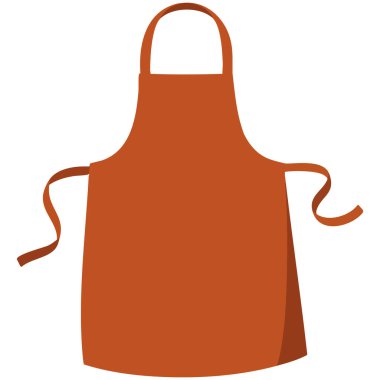 Beyaz arkaplan çizimi üzerinde izole edilmiş düz çizgi film tarzında cep çizili kırmızı kareli önlük