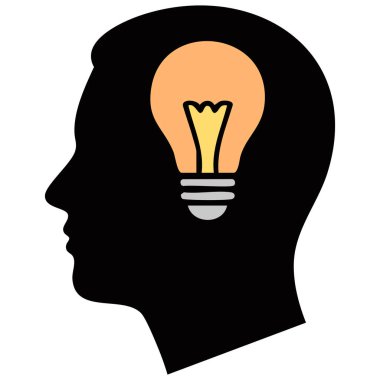 Ampulü beyaz arkaplan vektör illüstrasyonunda izole edilmiş bir kişinin başı