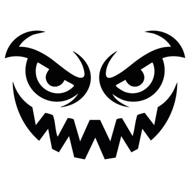 Büyük dişli mavi canavar beyaz arkaplanda izole edilmiş vektör çizimi