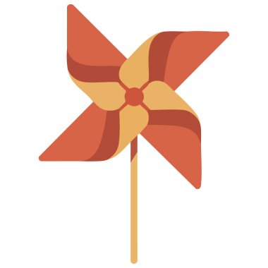 İzole edilmiş beyaz arkaplan vektör illüstrasyonunda rüzgar oyuncağı