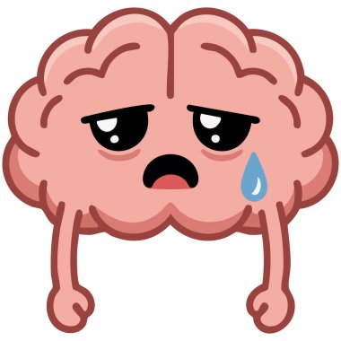 beyaz arkaplanda beyin karikatürü resmi izole edilmiş vektör çizimi