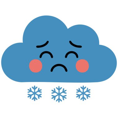 Sade arkaplanda karla izole edilmiş üzgün bir bulutun hava vektör simgesi çizimi