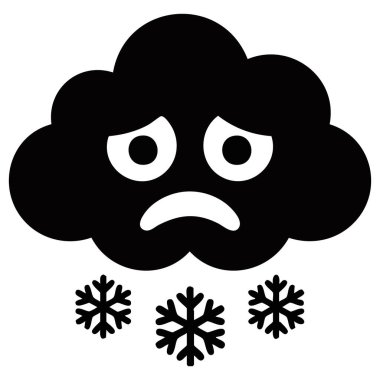 Üzücü kar bulutu ikonu hava durumu tasarımı çizimi beyaz arkaplanda izole edildi