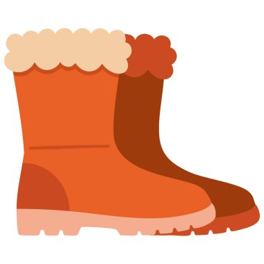 Kışlık botlar beyaz zemin üzerinde izole kıyafet ikonu vektör çizimi tasarımı