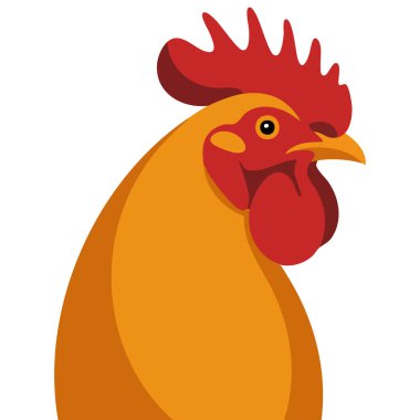 Büyük kırmızı tarak çizimi ile komik çocuksu el çizimi horoz