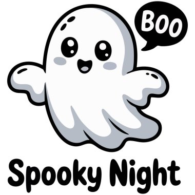 Mutlu Cadılar Bayramı, ürkütücü, komik, pembe hayaletli el çizimi, vektör çizimi.