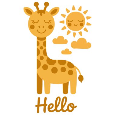 Tatlı, rüya gibi zürafa şekilli, basit el çizimi vektör çizimleri.