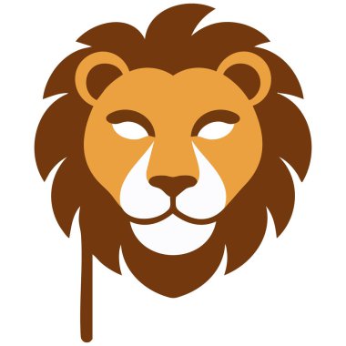 Komik çocuksu maskeli aslan maskesi Yeni Yıl festivalleri için izole edilmiş vektör illüstrasyonu