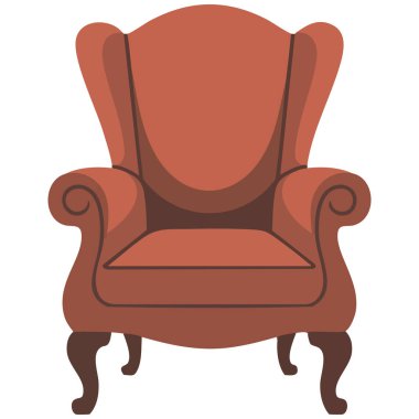 Tahta bacaklı klasik sandalye tasarımı mavi koltuklu zarif mobilya vektörü izole