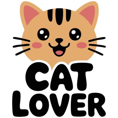 Kedi severler için profesyonel çekici tasarım beyaz arka planda izole edilmiş vektör