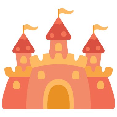 Beyaz arkaplan vektör illüstrasyonunda yer alan masal şatosu beyaz arkaplanda izole edildi