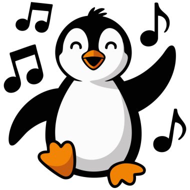 Beyaz arkaplanda dans eden penguen vektör çizimi beyaz arkaplanda izole
