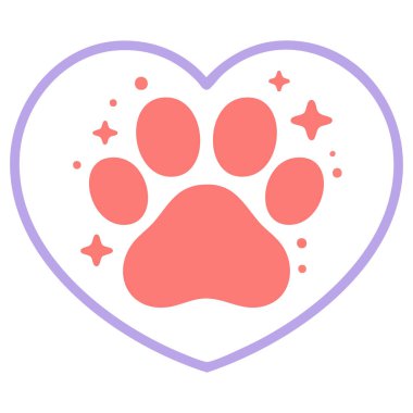 Beyaz üzerinde izole kalp vektör illüstrasyonu olan bir hayvanın patisi.