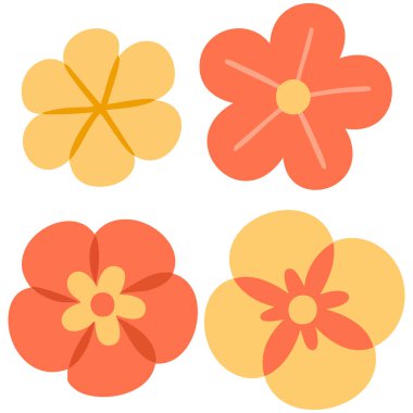 El çizimi çiçekler ve çiçek dalı posteri vektör düzenlemelerini izole etti