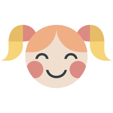 Küçük kız düz beyaz arkaplana izole edilmiş vektör grafik çizimi yapıyor