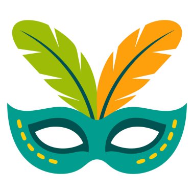 Brezilya Karnaval Kutlama Maskesi, tüylü vektör illüstrasyonları beyaza izole edilmiş