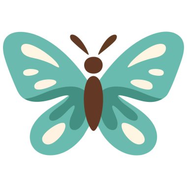 Renkli güzel kelebek simgesi beyaz üzerine izole edilmiş vektör grafik çizimi