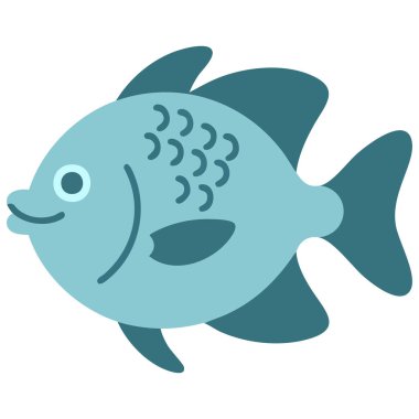 Şirin karikatür balık vektör çizimi sade beyaz arkaplan tasarımı grafiğinde izole edildi