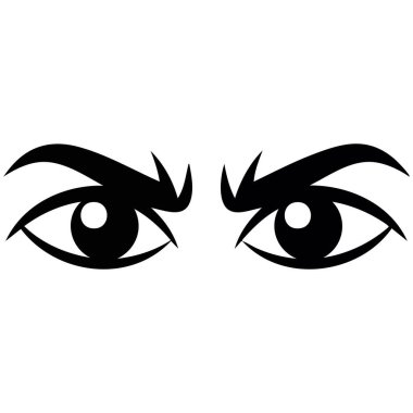 Kızgın göz vektörü çizimi sade beyaz arkaplan tasarımı grafik elementinde izole edildi