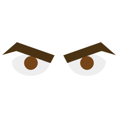 Sert beyaz arkaplan tasarımı grafik elementinde izole edilmiş vektör kızgın göz illüstrasyonu