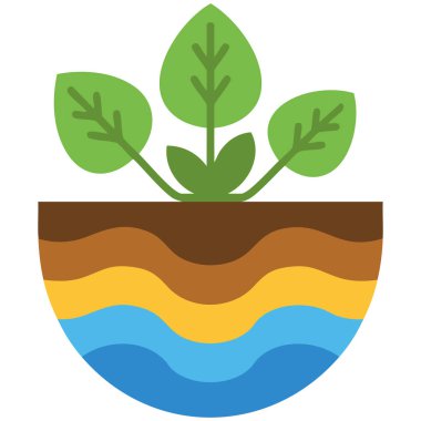 Beyaz arkaplanda izole edilmiş hidroponik tasarım illüstrasyonu için düz vektör simgesi