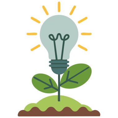 Beyaz arkaplanda sürdürülebilir enerji çizimi sembolü için düz simge tasarımı vektörü