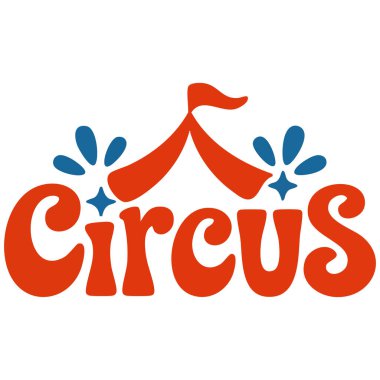 Beyaz şeffaf izole arkaplan vektörü üzerinde sirk tipografi klibi sanat tasarımı