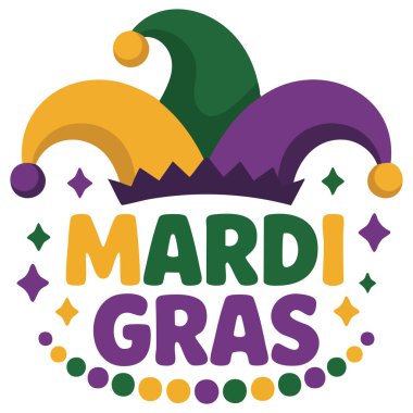 Mardi Gras için beyaz şeffaf izole arkaplan vektörü üzerinde tipografi tasarımı