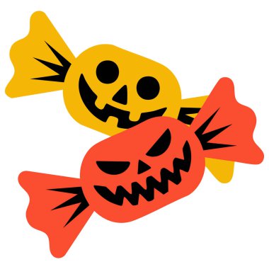 Cadılar Bayramı şeker ikonu tasarımı için renkli çıkartmalar izole edilmiş