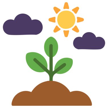 Fotosentez düz vektör ikonu tasarımı çizimi sade beyaz arkaplanda izole edildi