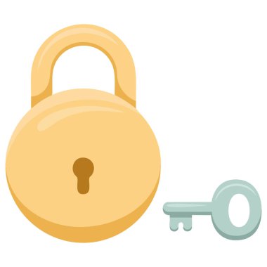 İzole edilmiş beyaz arkaplan tasarımı grafiğinde asma kilidin vektör çizimi