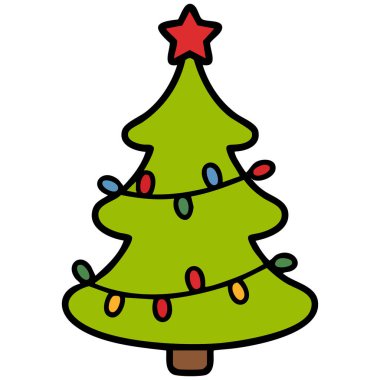 Noel ağacı karalama vektörü ana hatları etiketi tasarımı dosya izole ediyor