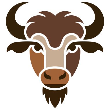 Bizon bizonu öküz sembolü hayvan kafası vektör tarım sembolü ağ işareti işareti