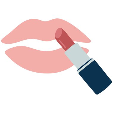 Beyaz arkaplanda izole edilmiş ruj tasarımı illüstrasyonu için vektör etiketi